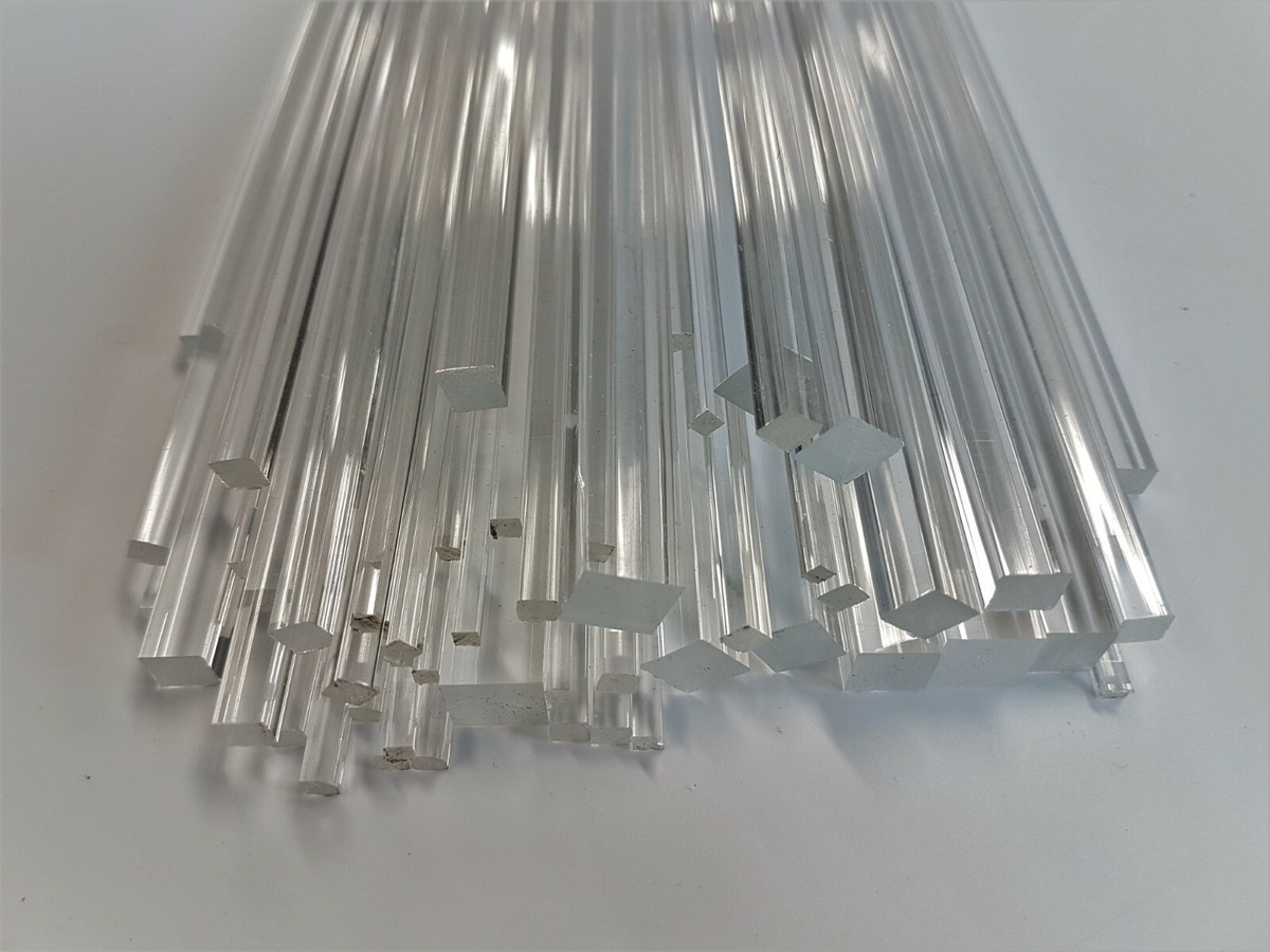 Bar Rod Acrylic Clear Square Plastic Solid 2mm 3mm 4mm 5mm 6mm 8mm 10mm
