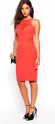 Ladies Karen Millen Crochet Tribal Lace Pencil party Dress Orange UK Size  16 | eBay