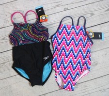NWT Speedo Girl's One Piece Swimsuit Size XS 5/6 2 Styles