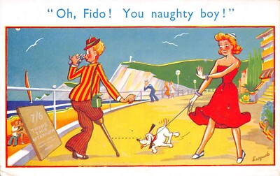 POSTKARTE COMIC FIDO DER HUND FRECHER JUNGE WIRBELBEIN