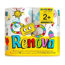 Renova Kids Toilet Paper - 4 Rolls/Pack, 3-Ply, 160 Sheets, Novelty, Cartoon