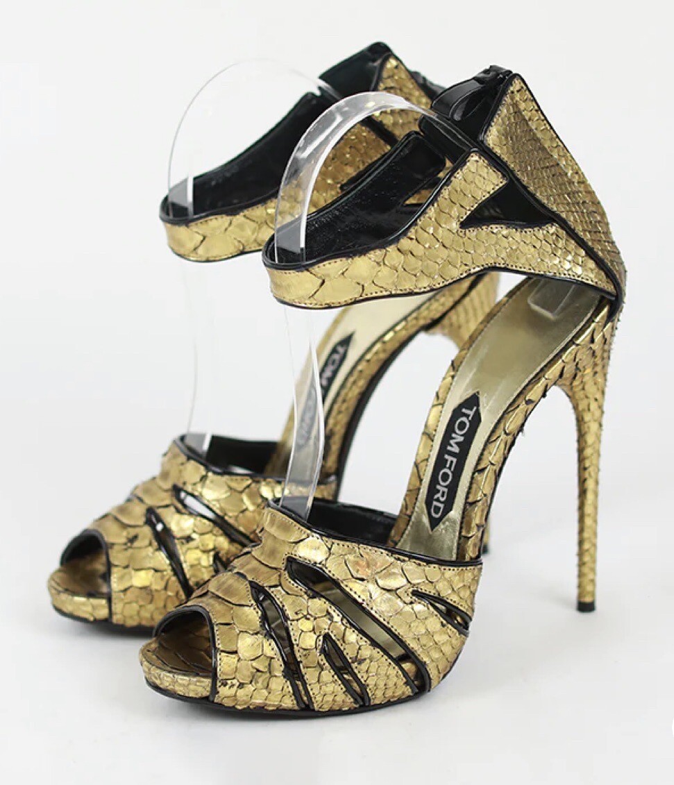 TOM FORD Rare Gold Python Platform Sandal 38.5 EU | 5.5 UK | RRP £2000+ image 4