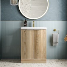 Bathroom Vanity Unit Basin Sink Free Standing 600mm Cabinet Doors Storage Wood