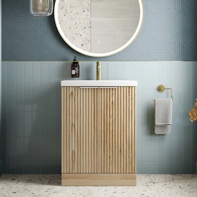 AFFINE Bathroom Vanity Unit Basin Sink Free Standing 600mm Cabinet Doors Storage Wood
