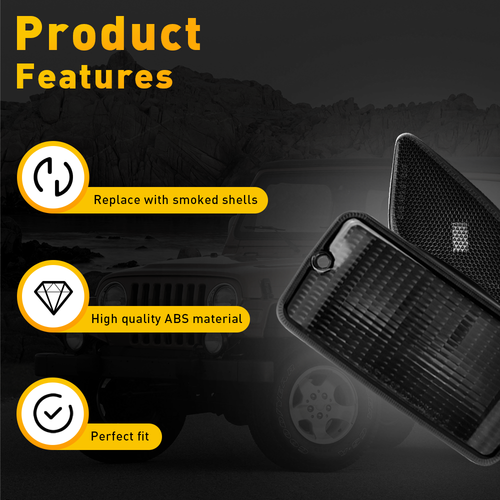 Smoked LED Front Fender Side Marker Signal Lights For 97-06 Jeep Wrangler TJ EAW - Picture 9 of 12