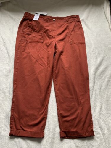 BNWT George Ladies Size 18 Rust Pull On Chino Trousers  - Afbeelding 1 van 13