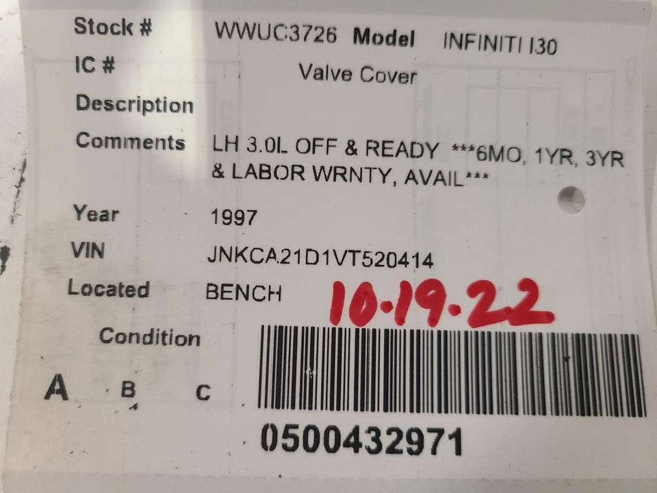 Used Engine Valve Cover fits: 1997 Infiniti Infiniti i30 Grade A — 第 3/4 张图片