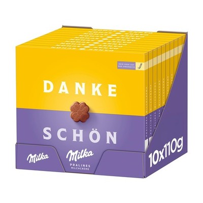 Milka Pralinen Alpenmilch-Schokolade Milchcrème Füllung 10 Stück 1100g Box