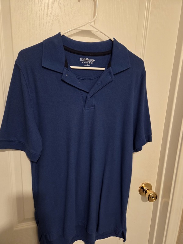 Croft & Barrow Men's Blue Solid Short Sleeve Collared Pique Polo Shirt Size S