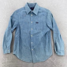 Polo Ralph Lauren Button Down Kids M 10-12 Blue Chambray Long Sleeve Prep Shirt