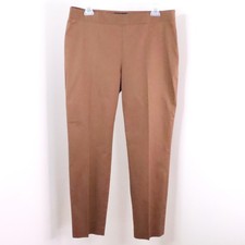 AK Anne Klein Women s 10 Brown Stretch Side Zip Ankle Office Dress Trouser Pants
