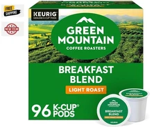 Green Mountain Coffee Breakfast Blend, Keurig K-Cup Pod, Light Roast, 96 Count