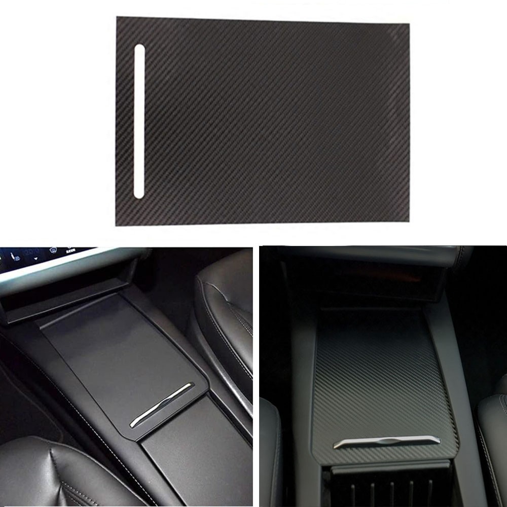 For Tesla Model S X Carbon Fiber Style Center Console Armrest Box Sticker Cover