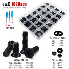 M2-M5 Black A2 304 Stainless Steel Phillips Flat Countersunk Head Screw Bolt Set
