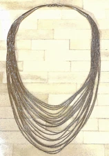 Native American Liquid Sterling Silver 20-Strand Necklace Cone Clsp Southwestern