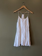 Lulus White Racerback Mini Swing Dress Med Summer Beach Bridal Boho Fairy