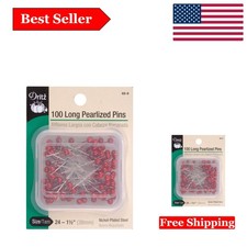 Red Pearlized Pins - 1-1/2" Long, 100 Count with Storage Box