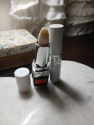 Dior Lip Balm Rouge Dior 000 Velvet Balm Tester New +Lash Serum Mini