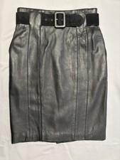 Leather Skirt Black Georgetown Design Vintage 80's Pencil Sz. 9/10 fits lk 7/8