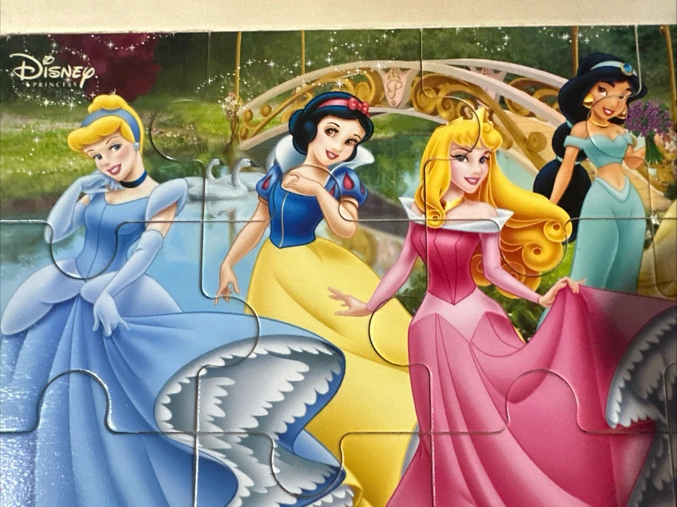 Disney Princess Wooden Jigsaw Puzzle 12 Piece New Snow White Cinderella Jasmin - Image 3 of 4