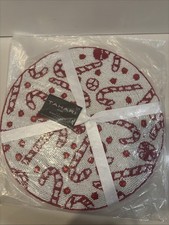 Beaded Holiday Placemats set of 2 Candy Cane Christmas New Tahari
