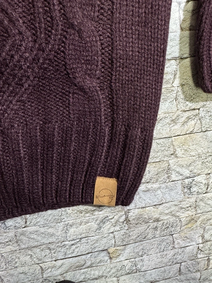 NUEVO Impermeable Para Hombres 2XL XXL Púrpura Acrílico Chal Cuello Cable Tejido Suéter Nuevo con Etiquetas Foto 4 de 4