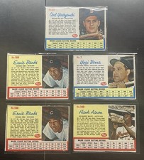 1962 Post Vintage Lot (5) - Ernie Banks #188, Hank Aaron #149, Yogi Berra #7 Yaz