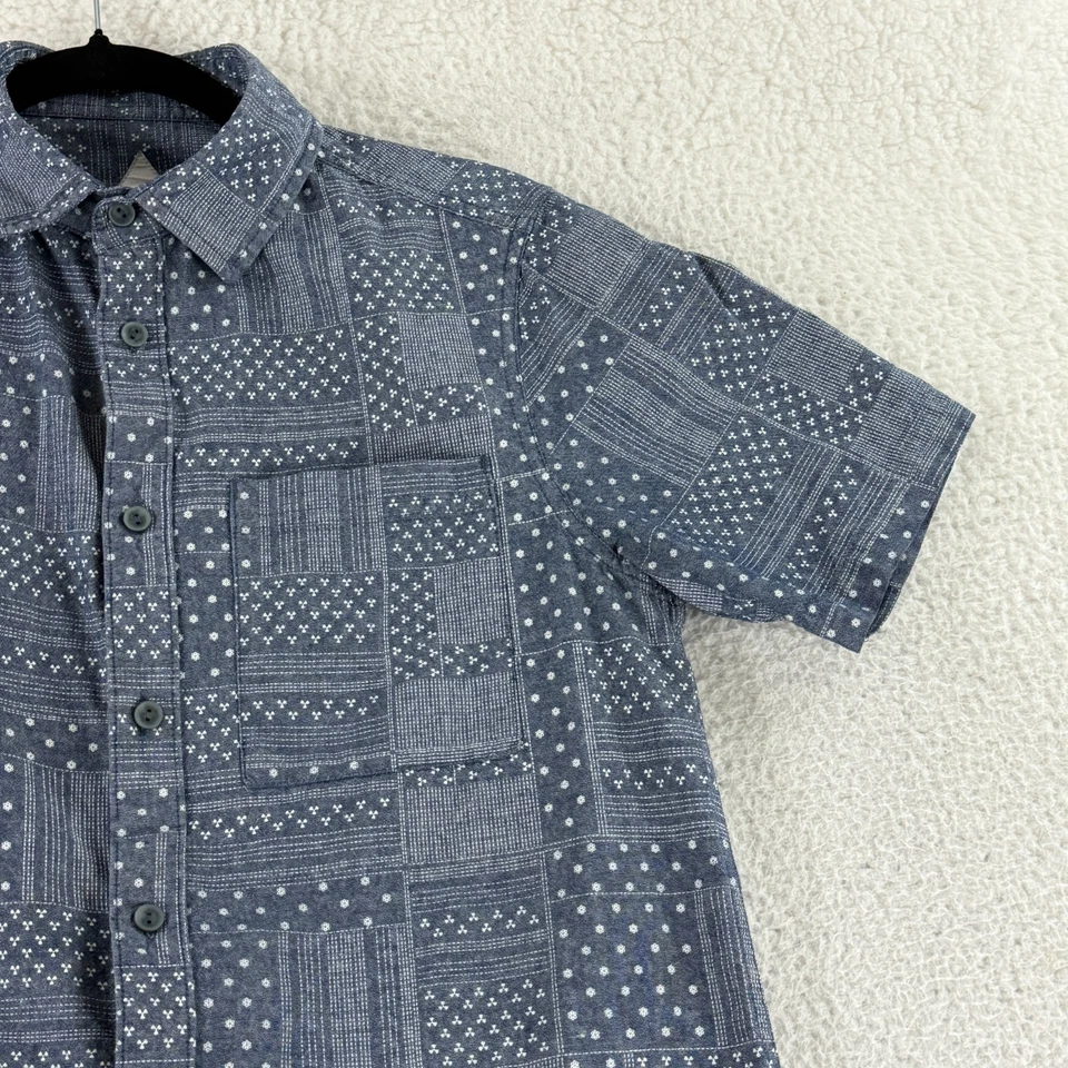 Рубашка на пуговицах Altamont мужская маленькая синяя с геопечатью короткий рукав сплетенная повседневная - Изображение 3 из 4
