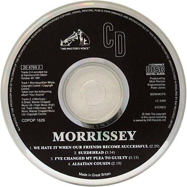 Morrissey – We Hate It When Our Friends Become Successful 4Trk UK CD Single 1992