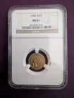 1928 INDIAN HEAD $2.50 QUARTER EAGLE GOLD NGC MS61