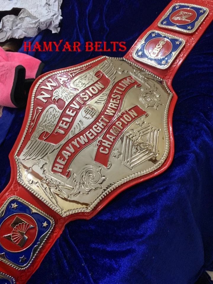 NWA 电视重量级冠军腰带,4 毫米锌,镀尼卡尔,真皮 — 第 2/4 张图片