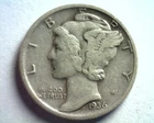1936-D MERCURY DIME VERY FINE/EXTRA FINE VF/XF VERY FINE/EXTREMELY FINE 99c SHIP