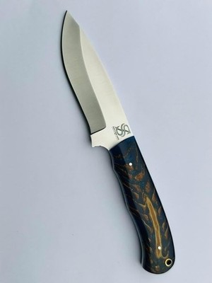 Blue Raisen Stainless Steel Knife, Steel Bolster. D2 Stainless Steel Blade