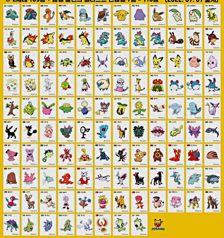 Pokemon Gen 2 2022 Bread Stickers Complete Set 116 Ttibu Seal Korean Celebi
