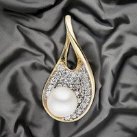 AnhäNger 375 Gold Gelbgold 1 SüßWasser Perle 35 Zirkonia PerlenanhäNger