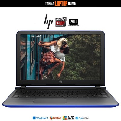 HP 15 blau Laptop Windows11 HD 15,6''-Breitbild AMD QuadCore 2,5 GHz große 1 TB-Festplatte