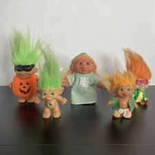 VINTAGE RUSS BERRIE Treasure Trolls Lot of 5 Halloween Pajamas Glow in the Dark