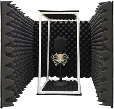 Large Microphone Isolation Shield, Foldable Vocal Booth Reflection Filter, 2 Inc