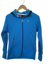 Spyder Core Sweater Women's Sz Medium Blue Long Sleeve Full Zip Hooded Full Zip