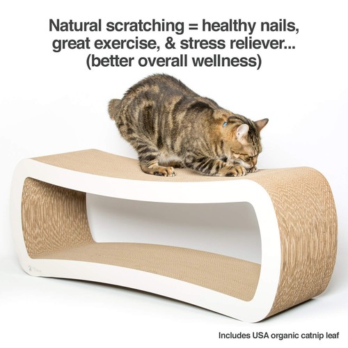 Jumbo Cat Scratcher Lounge, White. 39 X 11 X 14 Inch 4 Cardboard Scratching Surf - Picture 7 of 8