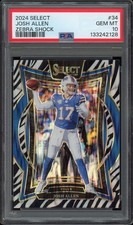 Josh Allen #34 Zebra Shock Prizm SSP Case Hit - 2024 Panini Select - PSA 10 Gem