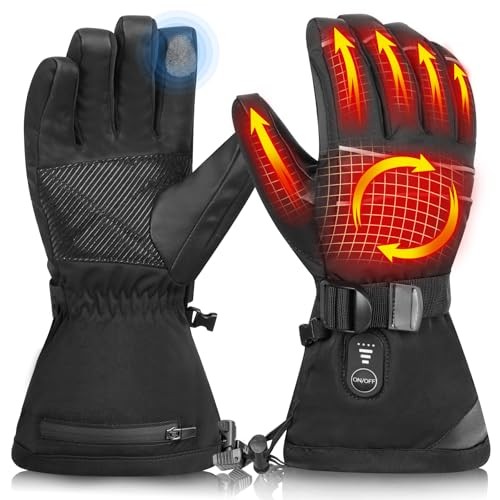 Heated Gloves for Men Women,Electric Heated Ski X-Large heated ski gloves