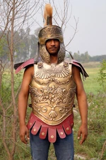 Engraved Roman Centurion Armor Set with Helmet Antique Finish Muscle Cuirass