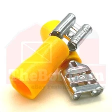 Yellow PVC/Vinyl Female Spade Crimp Connectors Terminals, AWG 12-10