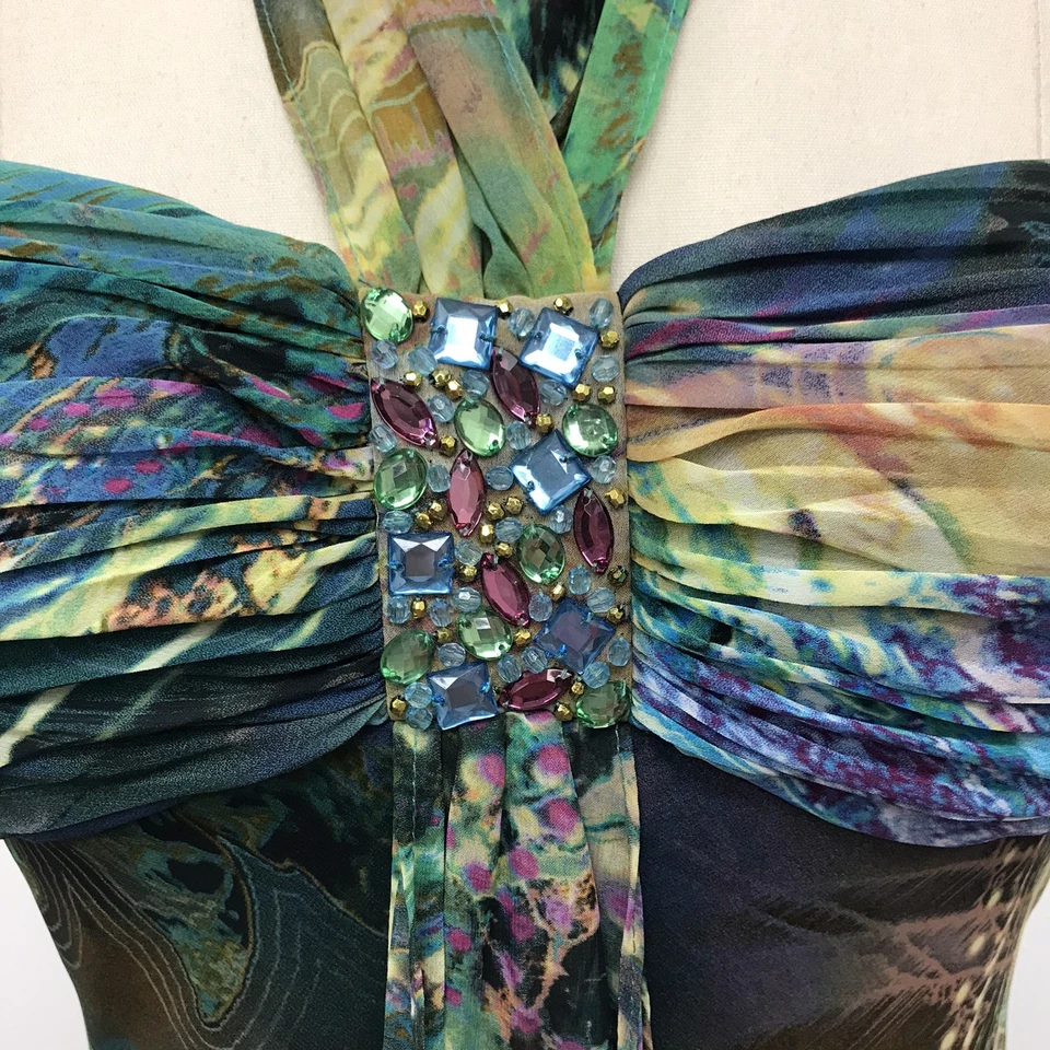 Vestido sin Mangas De Colección Años 90’s Y2K Fairycore Estrás’s Gasa Asimétrico Para Mujer’s Talla 6 Foto 3 de 4