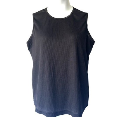 Allison Daley Sleeveless Black Top Shell Ribbed Tank Sz 1X Satin Trim
