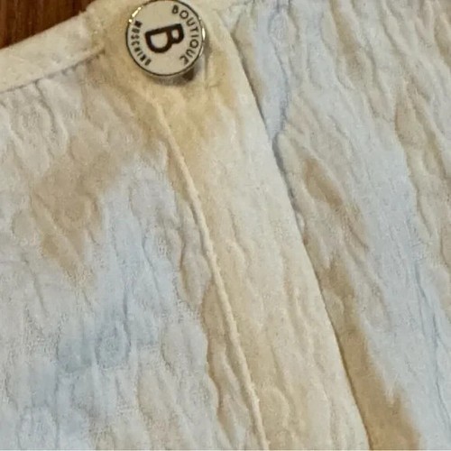 Moschino Boutique White Ruffled Hem Shirt Short Sleeve Dress Preppy Designer - Picture 2 of 4