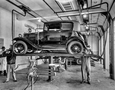 1930 Ford Model A Victoria On Garage Lube Rack Classic Car Picture Photo 4x6