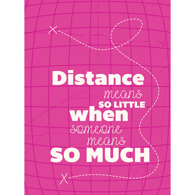 Distance Love Romantik Typografie rosa großer Wandbilddruck