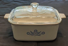 Corrning ware Blue flower casserole lid oblong P-4- B     9 x6 x 4 in